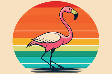 Graceful Flamingo Logo .Modern Tropical Wildlife Design