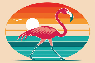 Graceful Flamingo Logo .Modern Tropical Wildlife Design