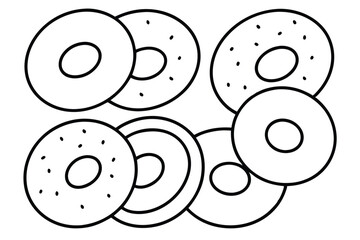 Bagels line art artistic rendition of bagels with intricate details.eps