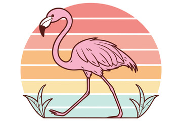 Graceful Flamingo Logo .Modern Tropical Wildlife Design