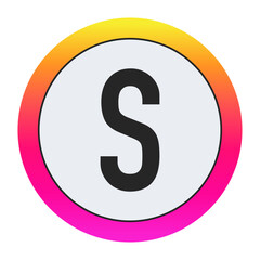 Black Capital letter S on light background with vibrant gradient circular frame, ideal for creative, fashion, or modern business branding.