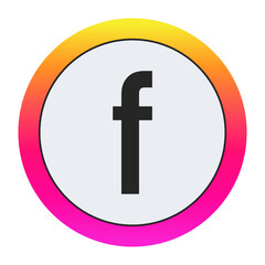 Obraz premium Black Lowercase letter f on light background with vibrant gradient circular frame, ideal for creative, fashion, or modern business branding.