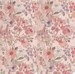 Seamless Floral and Leaf Pattern with Elegant Texture