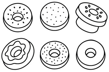  Bagels line art modern concept of fresh bagels and food drawing.eps