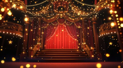 Grand Stage Curtain Red Carpet Event
