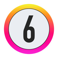 Black Number 6 on light background with vibrant gradient circular frame, ideal for creative, fashion, or modern business branding.