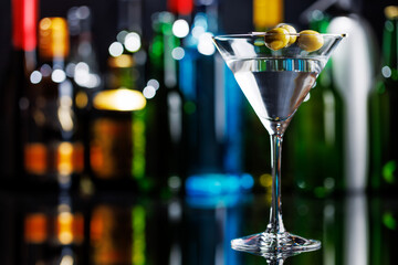 Martini cocktail on a bar table