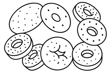 Bagels line art simple illustration of delicious fresh bagels design.eps