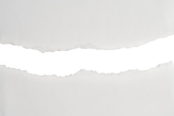 Ripped white paper with torn edges and empty space in center isolated on transparent background