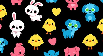 Fototapeta premium Nighttime Critter Carousel AI Generated