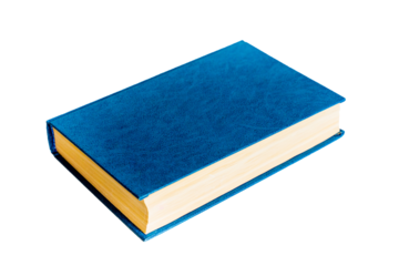 printed literary old book blue color lies , photo with transparent background