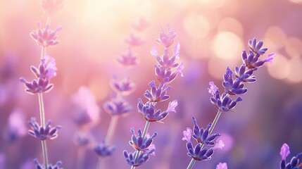 Fototapeta premium Gentle lavender flowers in soft focus with a dreamy, ethereal glow