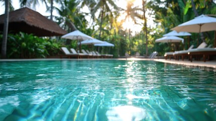 Relaxing luxury poolside at a tropical resort stunning outdoor setting serene atmosphere peaceful retreat