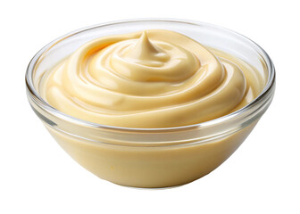Creamy and Delicious Mayonnaise in a Glass Bowl Swirled Texture Rich and Smooth Culinary Delicacy Food Photography