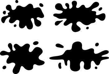 Hand drawn set of black paint splashes. Different shapes of Paint splatter and drops, ink blobs
. Vector illustration isolated on white background.