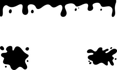 Black silhouette. Splash black blob, shape set. Round ink splatter glyph collection, decorative shapes liquids. Illustration splash and drip design, silhouette blob spray collection. Isolated vector