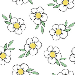 Seamless pattern Flowers Hand Drawn Vector illustration summer spring print