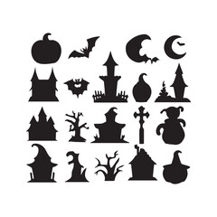 black and white icons set