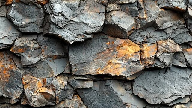 Rough, textured rock surface with gray and orange tones