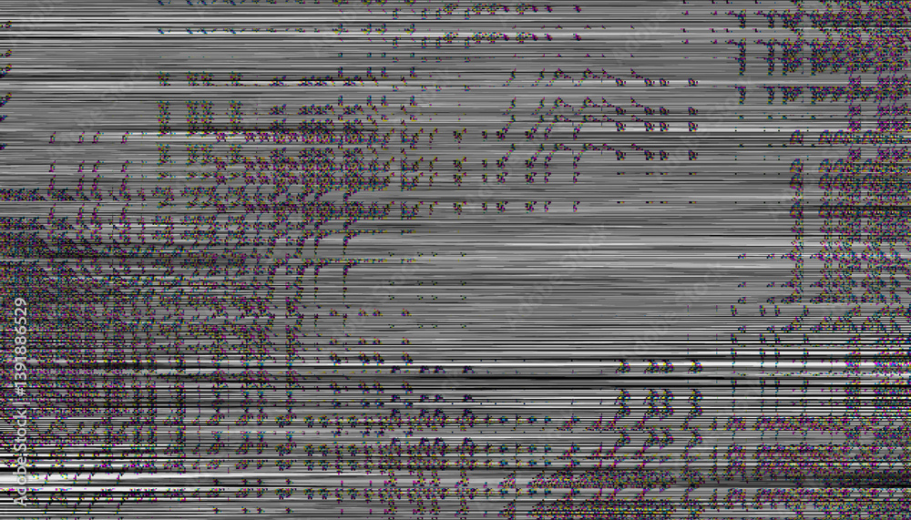 Poster glitch noise static television vfx. visual video effects stripes background, crt tv screen no signal