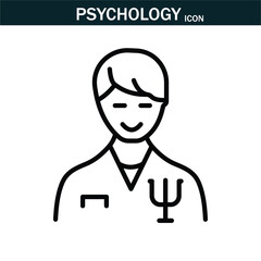 Psychology and mental icon. Containing depression, anxiety, stress, mental care, empathy, loneliness,  psychology symbol,  mind disorder and more. Editable stroke. Vector illustration. EPS 10.