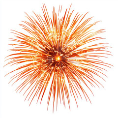 Obraz premium A dazzling firework display explodes in a fiery orange burst. Bright sparks radiate outwards, creating a vibrant and festive image perfect for summer celebrations.