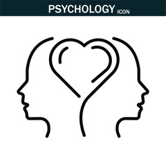 Psychology and mental icon. Containing depression, anxiety, stress, mental care, empathy, loneliness,  psychology symbol,  mind disorder and more. Editable stroke. Vector illustration. EPS 10.