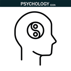 Psychology and mental icon. Containing depression, anxiety, stress, mental care, empathy, loneliness,  psychology symbol,  mind disorder and more. Editable stroke. Vector illustration. EPS 10.