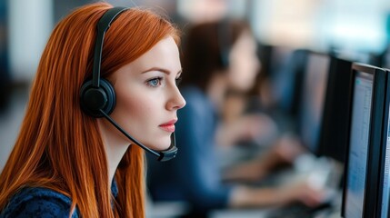 Customer services excellence office environment digital interaction professional setting focused representative