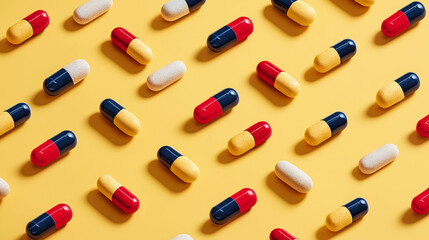 Colorful Capsules Arranged in a Diagonal Pattern