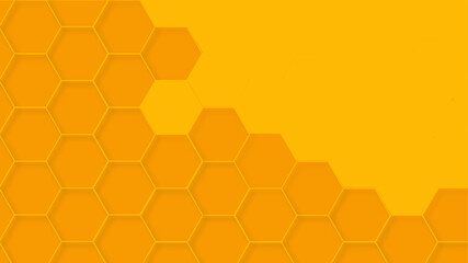 Honeycomb abstract yellow and orange hexagon pattern vector artwork. Yellow honeycomb border background. Abstract background with honeycomb shapes.
