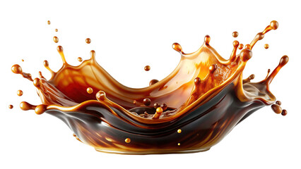 Stunning Splash of Dark Coffee Brown Liquid Against transparent background A Dynamic Coffee Image