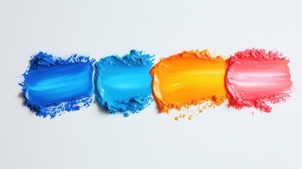 Vibrant Color Palette with Blue, Orange, and Pink Paint Strokes on a Clean White Background