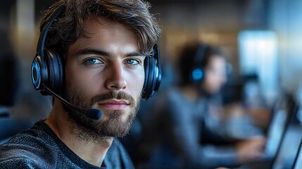 Engaging customer support interaction office photo modern workspace close-up professionalism