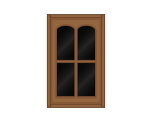 Obraz premium vector design of a window panel and frame made of brown wood with black glass