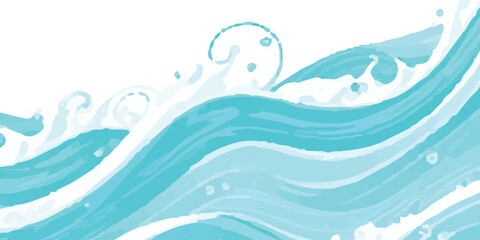 Abstract Marine Aesthetic Background with Watercolor Ocean Wave Textures in Subtle Blue and White Shades, Perfect for Nature-Inspired Posters, Invitations, Packaging, and Wellness-Themed Designs