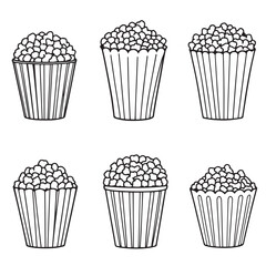 Hand Drawn Popcorn Line Art for Branding Design