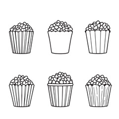 Hand Drawn Popcorn Line Art for Branding Design