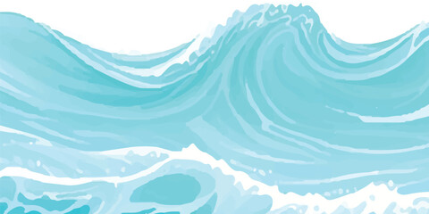 Abstract Soft Blue and White Watercolor Ocean Wave Texture Background for Use in Coastal-Inspired Digital Artwork, Elegant Graphic Design Projects, Web Banners, and Print Media Applications