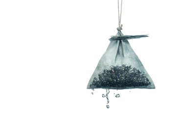Triangular Tea Bag Steeping, Water Droplets Falling