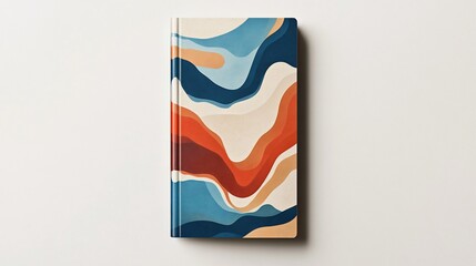 Elegant notebook with abstract wavy pattern in warm and cool colors