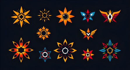 flower icon illustration art set