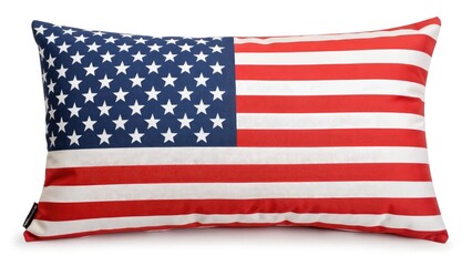 Fototapeta premium Stylish decorative pillow featuring the American flag design, perfect for home decor. Adds a patriotic touch to living spaces, suitable for indoor or outdoor use.