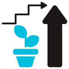 Growth Glyph Blue Grey Icon