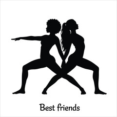 Best Friends Silhouette, Friendship Silhouette, Best Friends Art, Friends Vector, Best Friends Clipart, Best Friends Icon, Friends Illustration, Friendship Design, Silhouette of Friends, Friends Outli