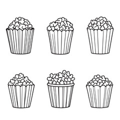 Minimalist Vector Line Art Illustration of Popcorn