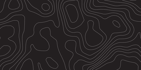 Abstract Contour Map Lines and Geographic Grid Set Against a Black Background, Designed for Use in Digital Cartography, Technical Map Layouts, and Vector Art Presentations


