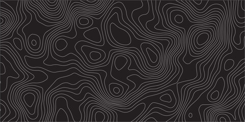 Abstract Topographic Map Background with White Contour Lines and Geographic Grid on a Black Background, Ideal for Geospatial Designs, Data Visualization, and Digital Mapping Projects