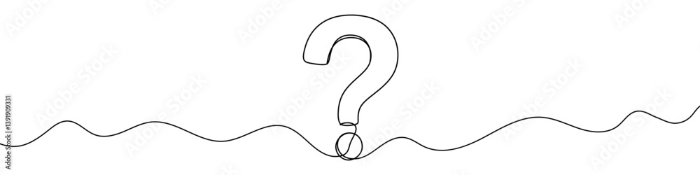 Wall mural question mark icon drawn with one line. black outline of a question mark made with a single continuo