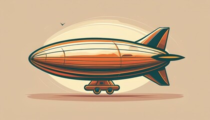 Fototapeta premium Whimsical illustration of a firefly sports zeppelin with a whimsical car base in a minimalist style set against a neutral backdrop